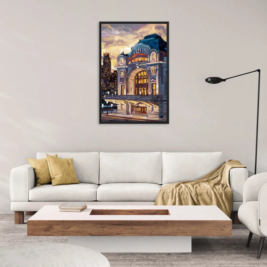 Kansas City Union Station - Living Room Black Frame Canvas