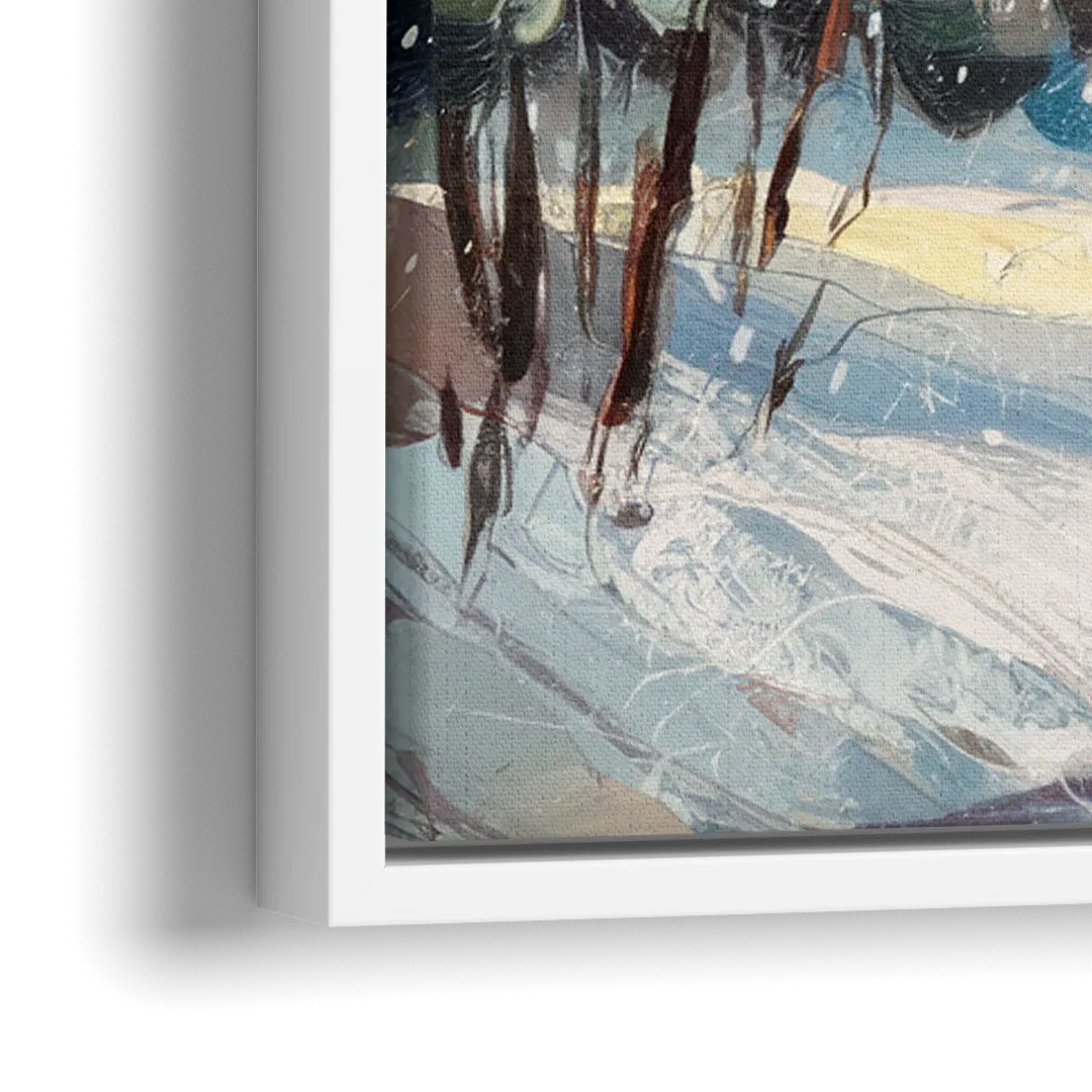 Gatlinburg Winter Wonderland - Close-Up White Frame Canvas