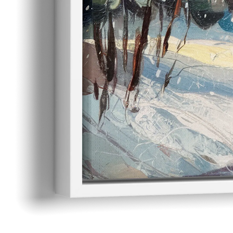 Gatlinburg Winter Wonderland - Close-Up White Frame Canvas