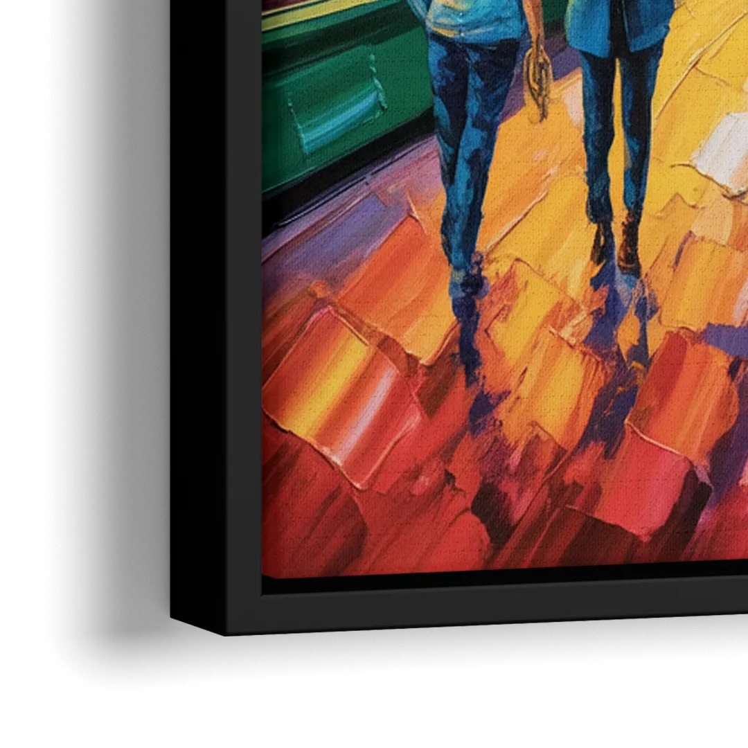 Robson Street Vancouver - Close-Up Black Frame Canvas