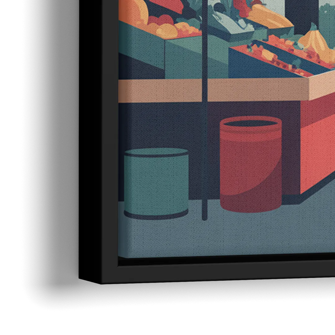 Jean Talon Market - Close-Up Black Frame Canvas