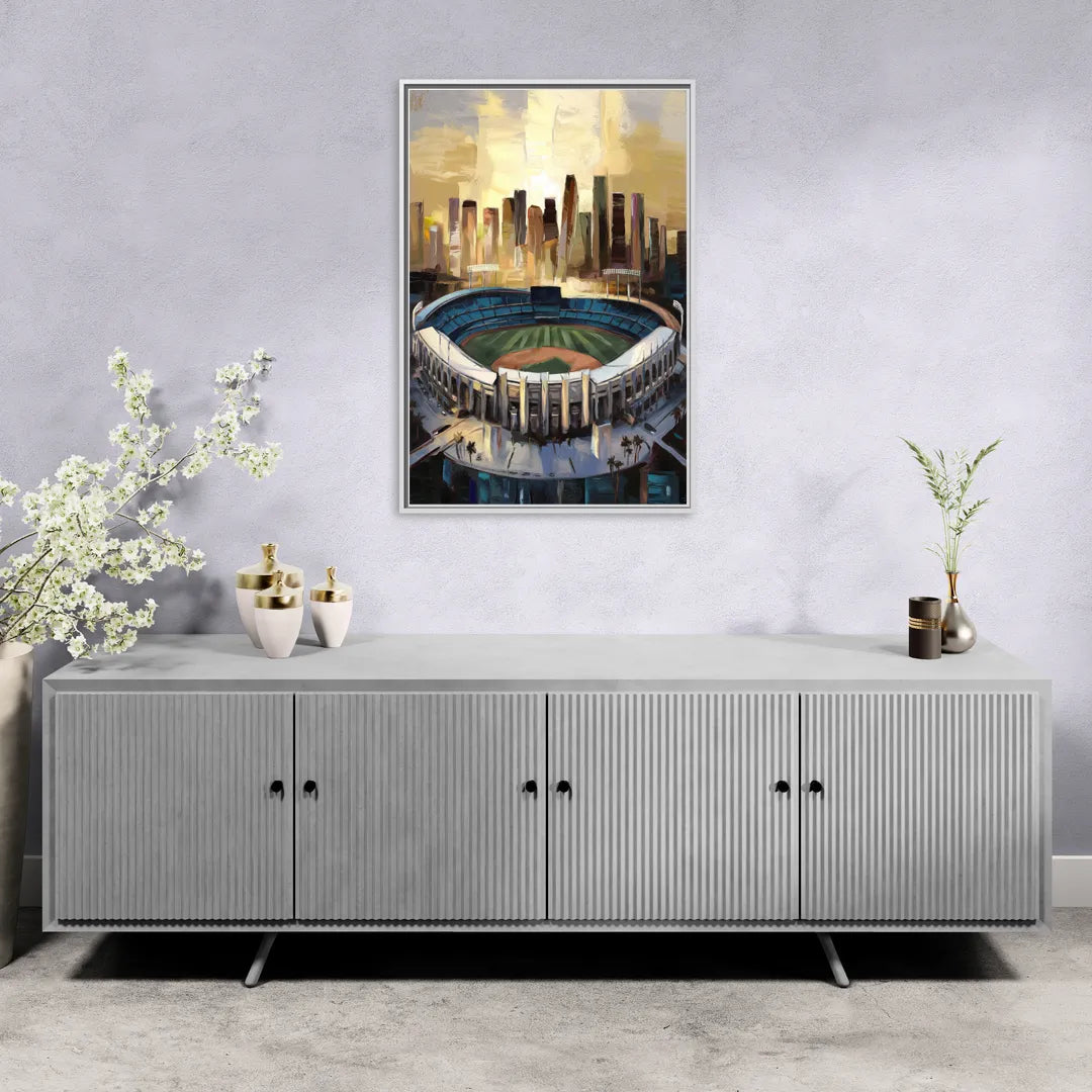 Los Angeles Dodgers Stadium - Living Room White Frame Canvas
