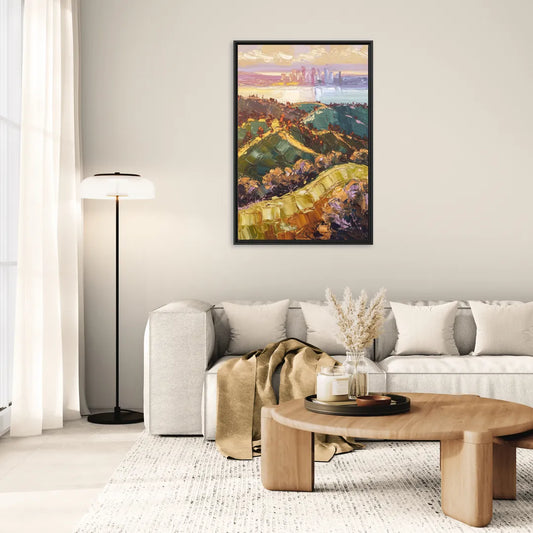 Oakland Hills Panorama - Living Room Black Frame Canvas