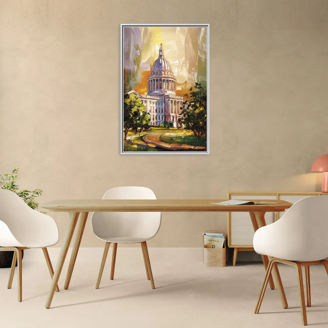 Raleigh Historic Landmarks - Living Room White Frame Canvas