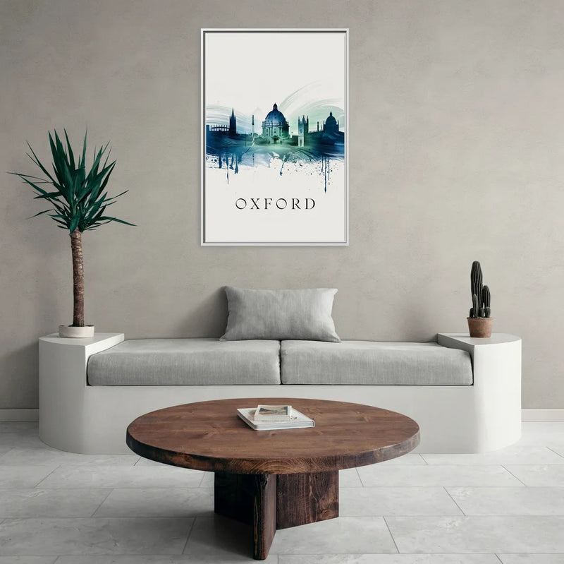 Oxford Skyline Panorama - Living Room White Frame Canvas