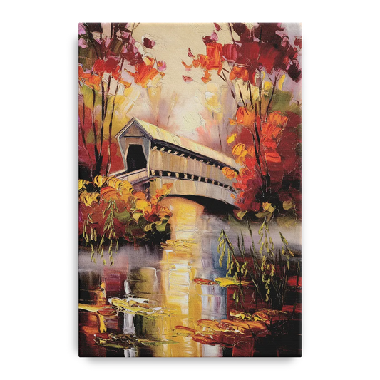 New Hope Covered Bridge Scene - Canvas Wall Art