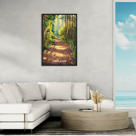 Ashland Hiking Paths - Living Room Black Frame Canvas