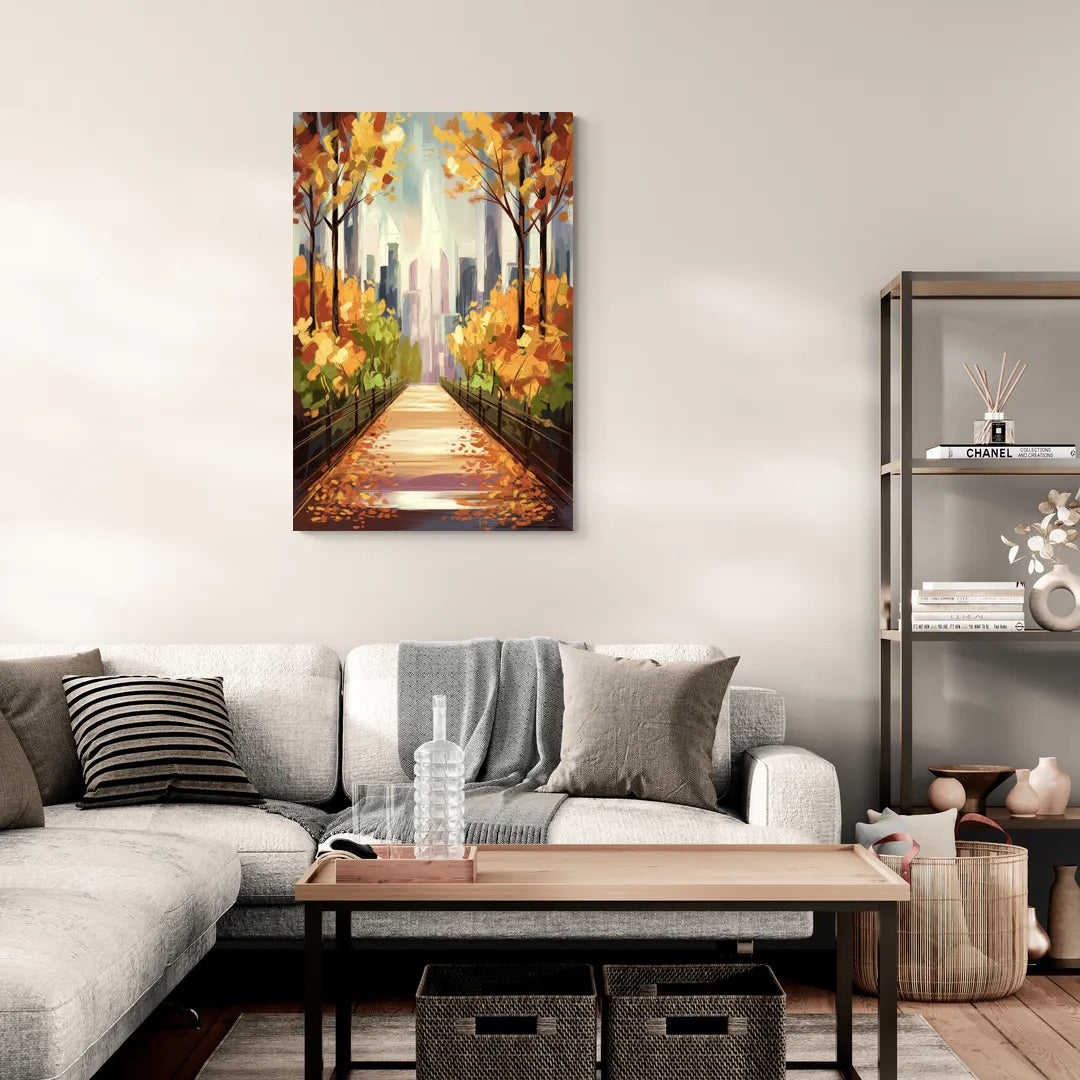 New York City Central Park in Fall Sunny - Canvas Wall Art Living Room