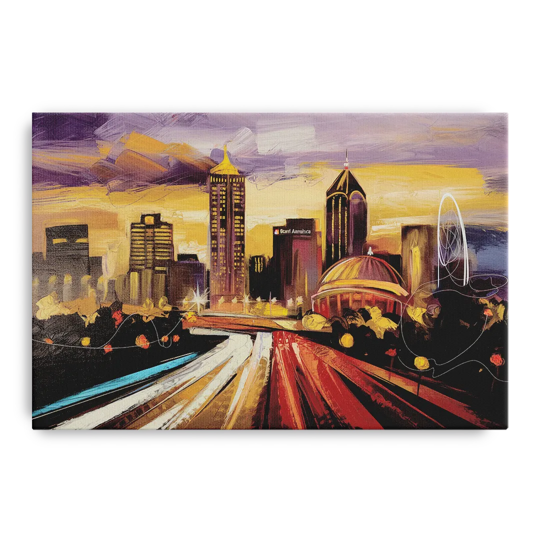 Atlanta Skyline With Georgia Dome - Canvas Wall Art