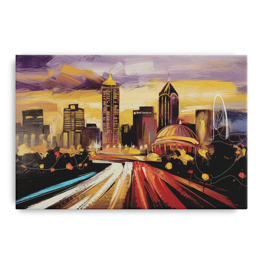 Atlanta Skyline With Georgia Dome - Canvas Wall Art