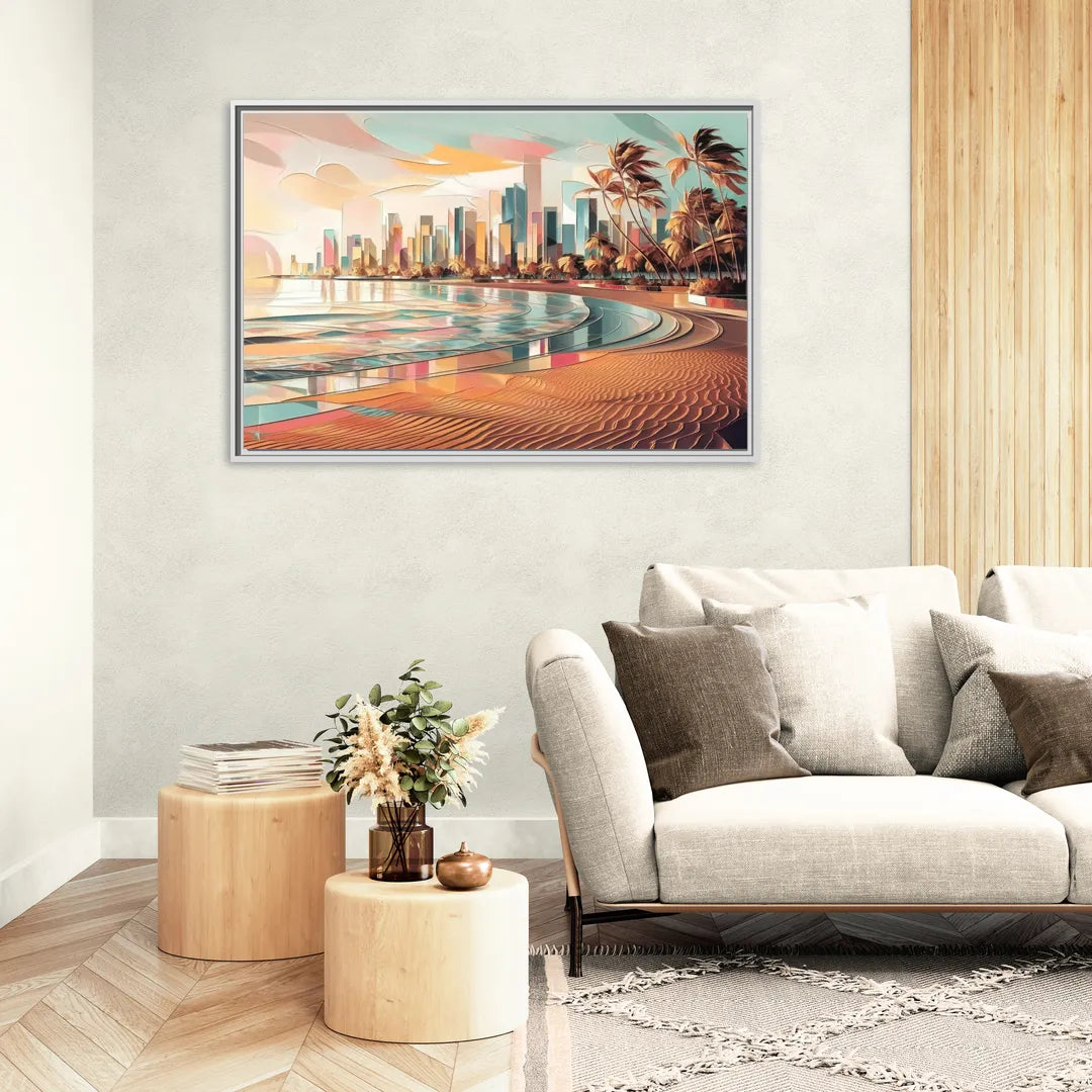 Fort Lauderdale Beach Sunrise - Living Room White Frame Canvas