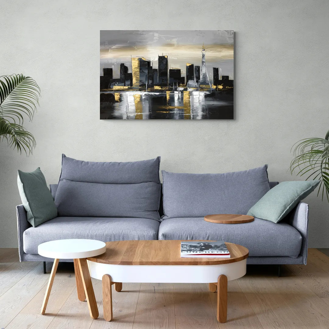Las Vegas Black And White Skyline - Canvas Wall Art Living Room