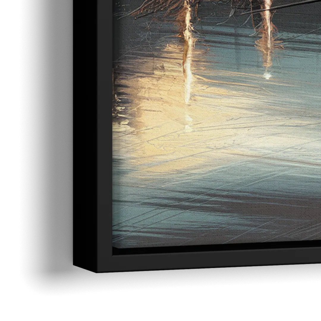 Des Moines Skyline Panorama - Close-Up Black Frame Canvas