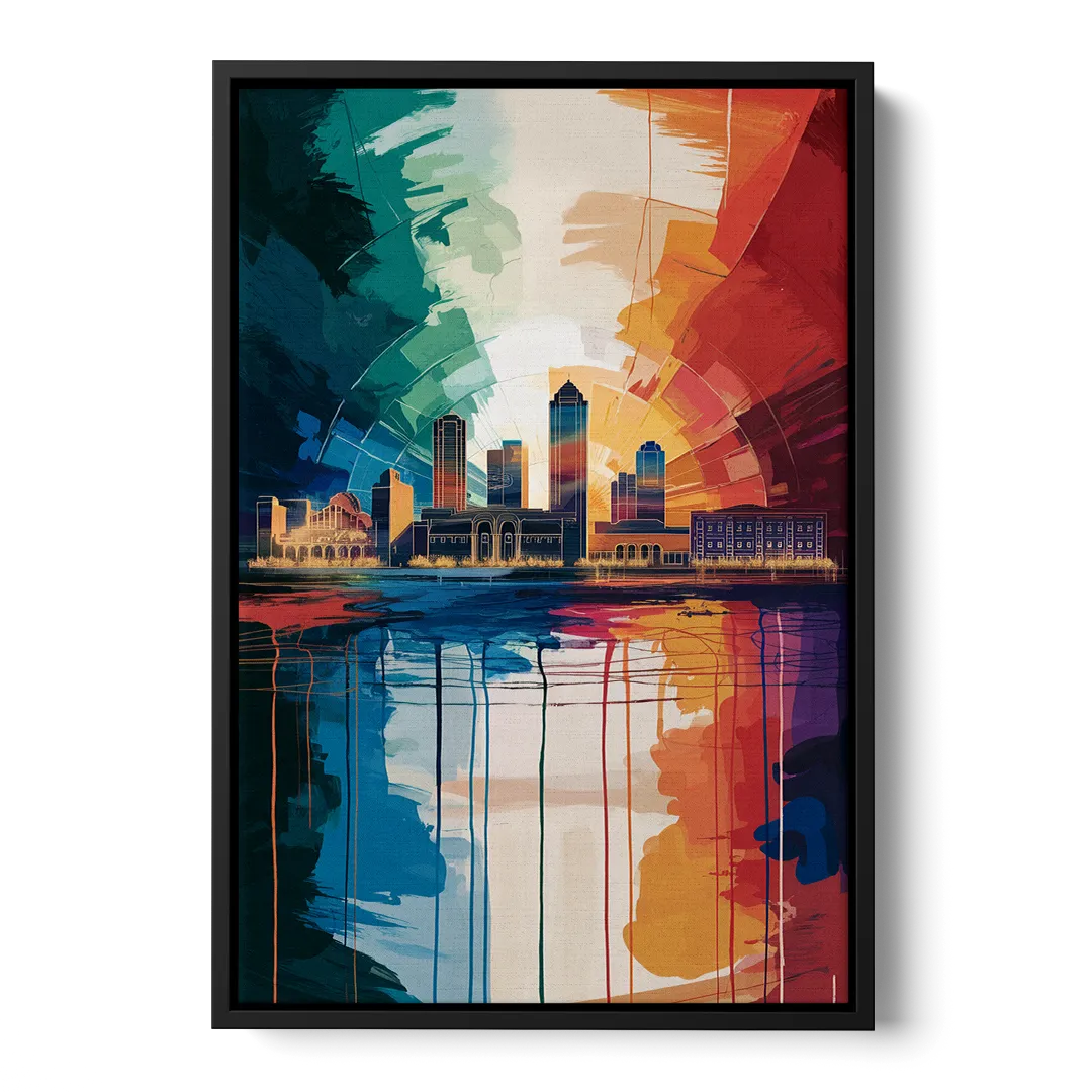 Buffalo Skyline Panorama - Black Frame Canvas