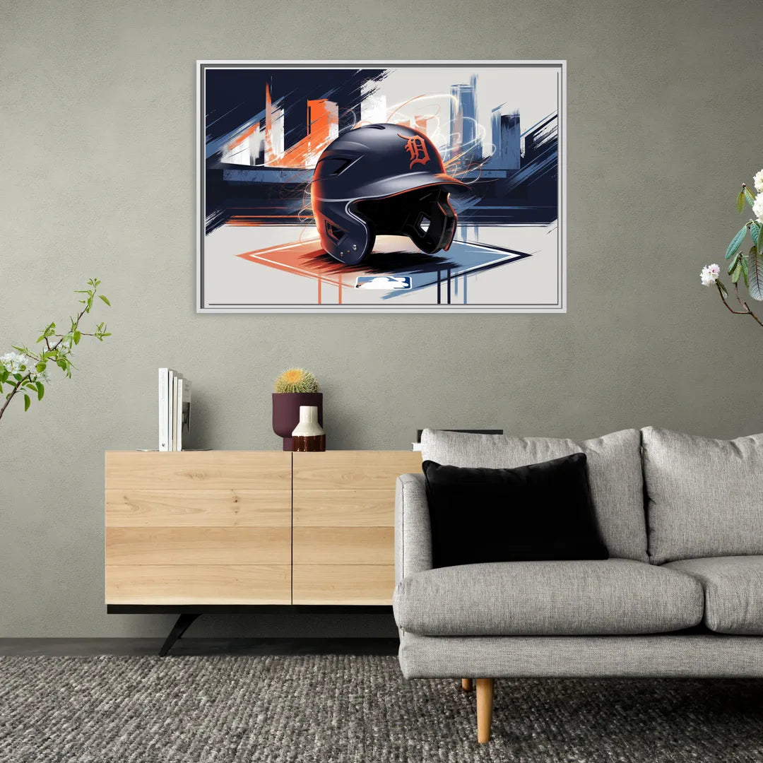 Detroit Tigers Baseball - Living Room White Frame Canvas
