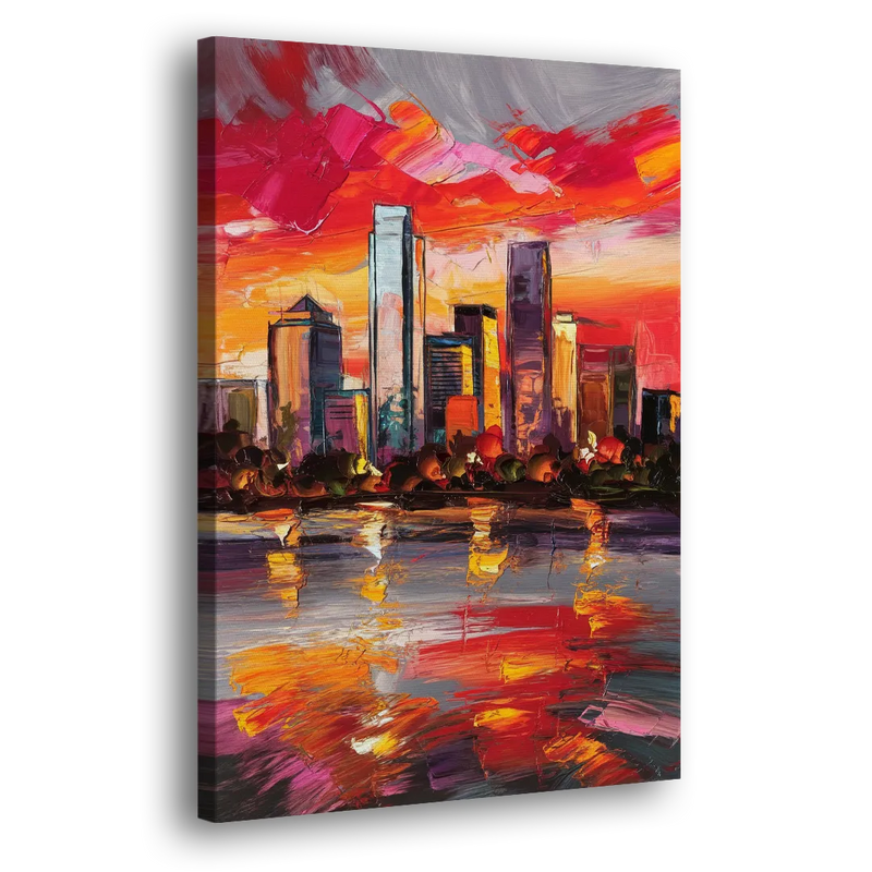 Plano Skyline Sunset - Canvas Print Art Sides