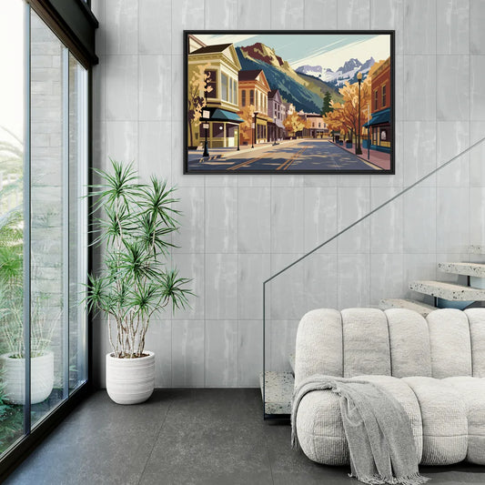 Telluride Historic Main Street - Living Room Black Frame Canvas