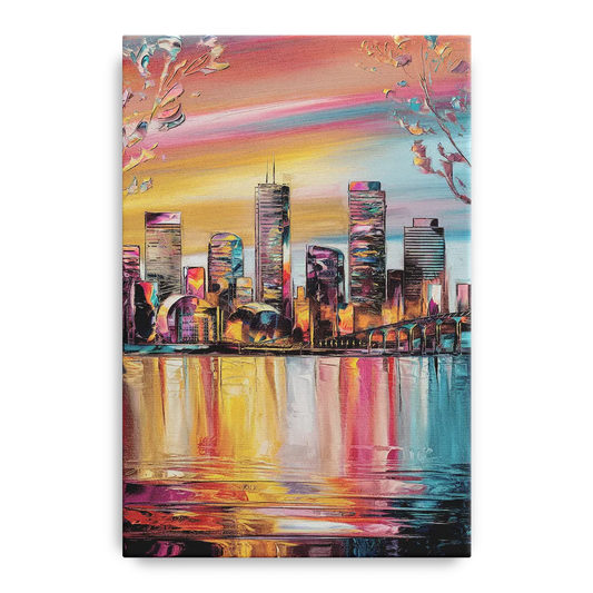 Boston Iconic Skyline Silhouette - Canvas Wall Art