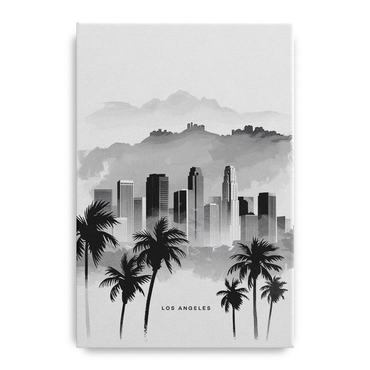 Los Angeles Black and White Cityscape - Canvas Wall Art