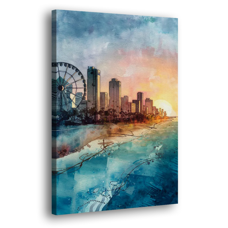Myrtle Beach Coastal Skyline - Canvas Print Art Sides