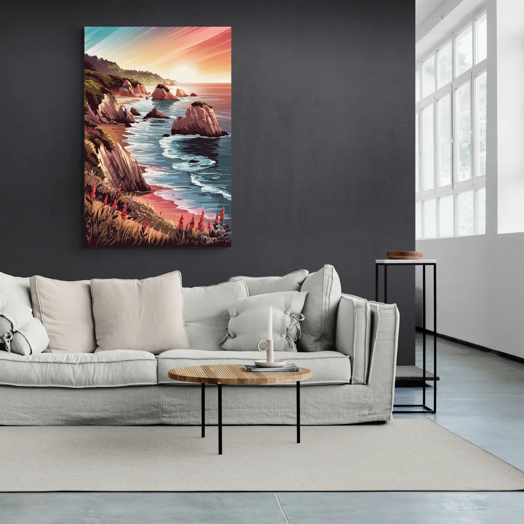 Big Sur Coastal Sunset - Canvas Wall Art Living Room
