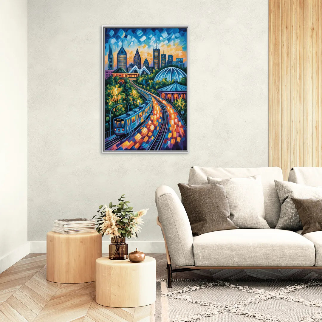 Montreal Metro Art - Living Room White Frame Canvas