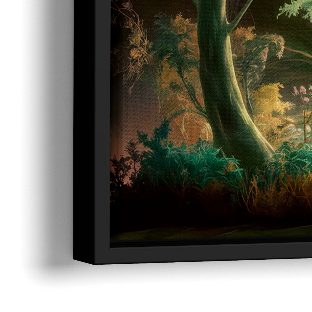 Eugene Forest Serenity - Close-Up Black Frame Canvas