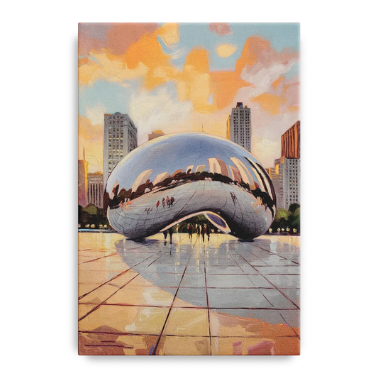 Chicago Cloud Gate Reflection - Canvas Wall Art