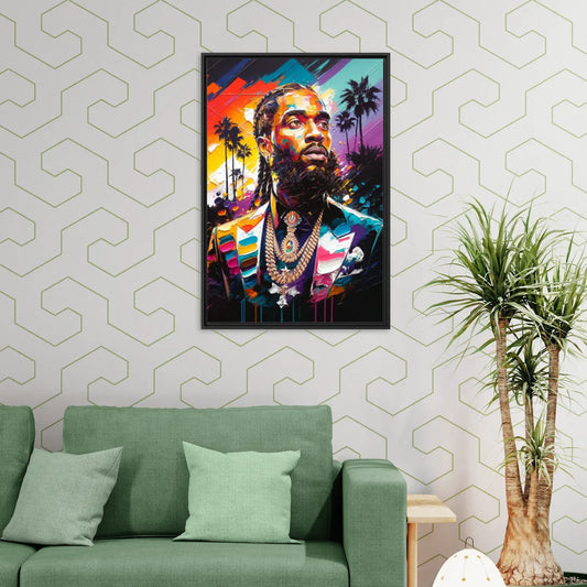 Los Angeles Nipsey Hussle Tribute - Living Room Black Frame Canvas