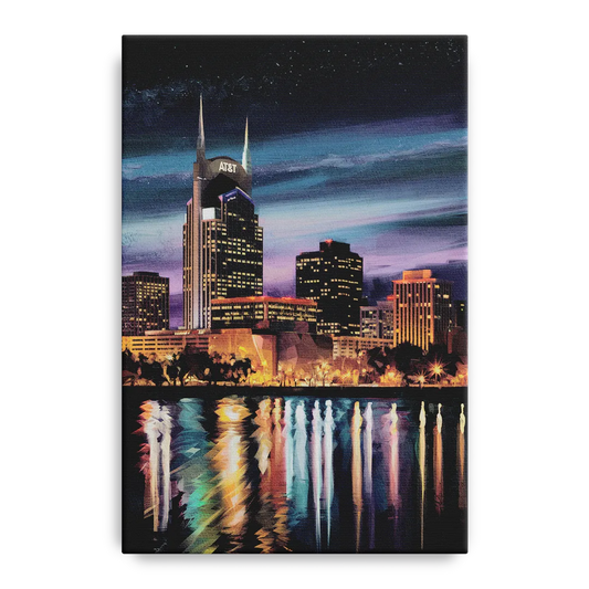 Nashville Cityscape at Night - Canvas Wall Art