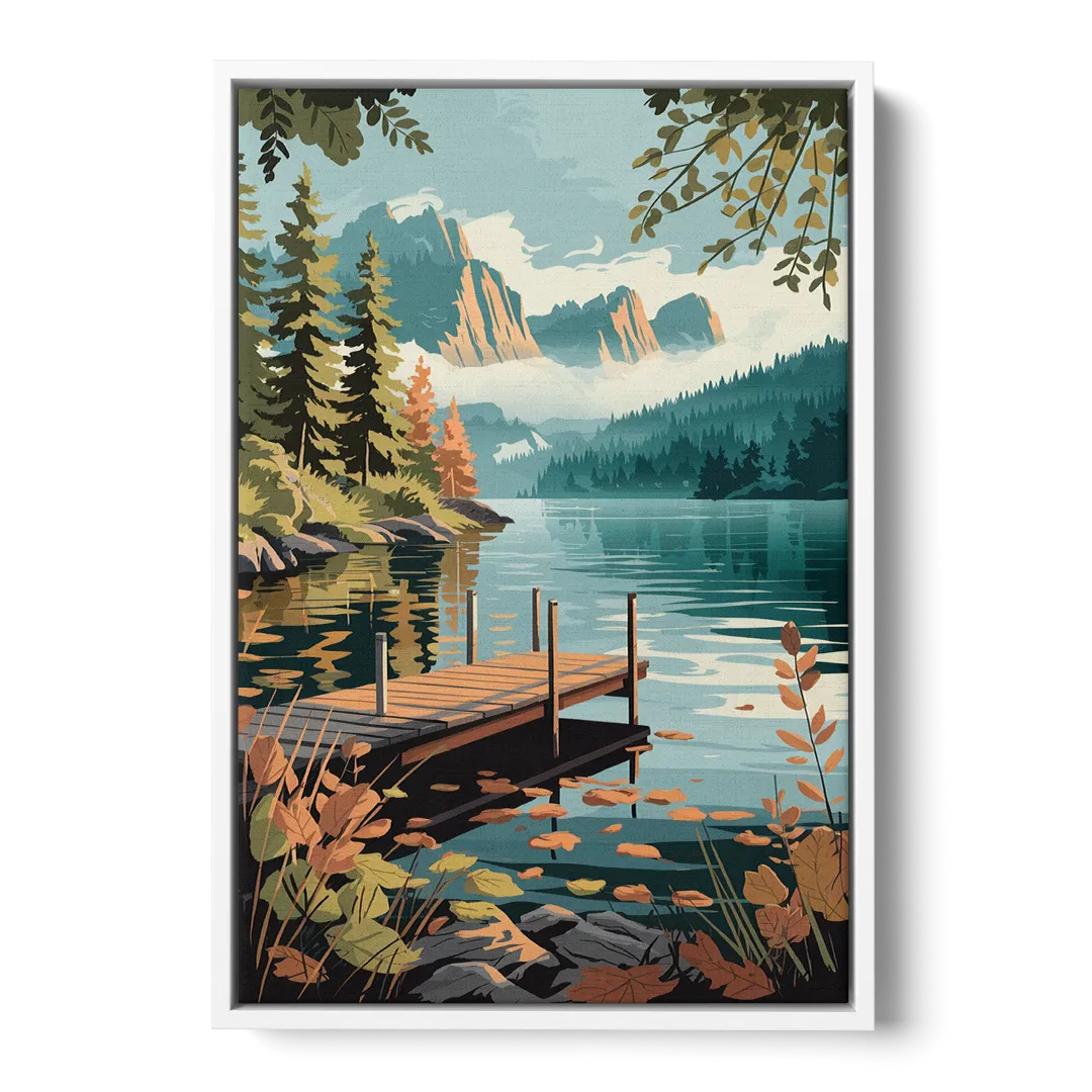 Ontario Lakeside Bliss - White Frame Canvas