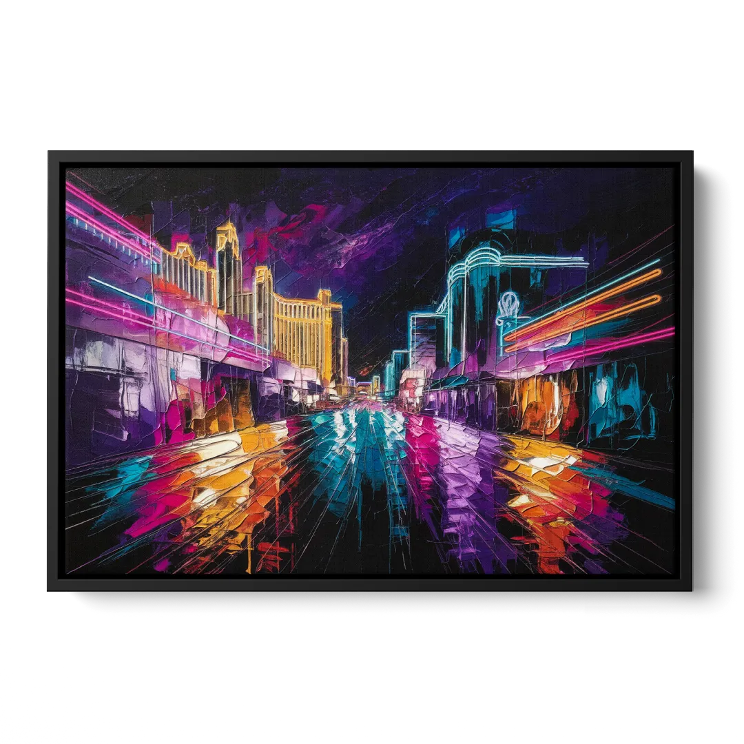 Las Vegas Neon Nights - Black Frame Canvas