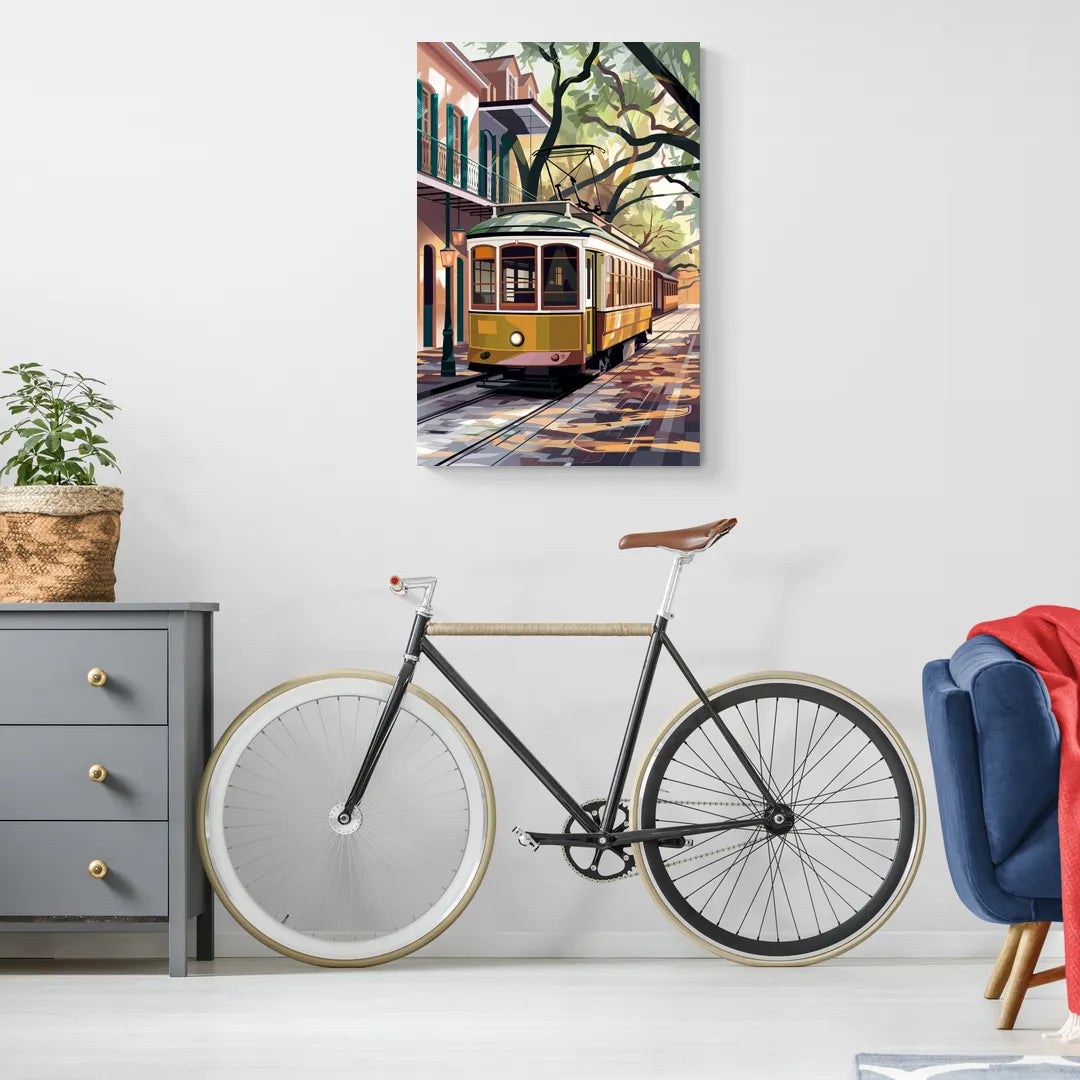 New Orleans Historic Streetcars - Canvas Wall Art Living Room