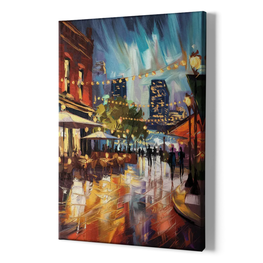 Fort Worth Sundance Square Lights - Canvas Print Art Sides