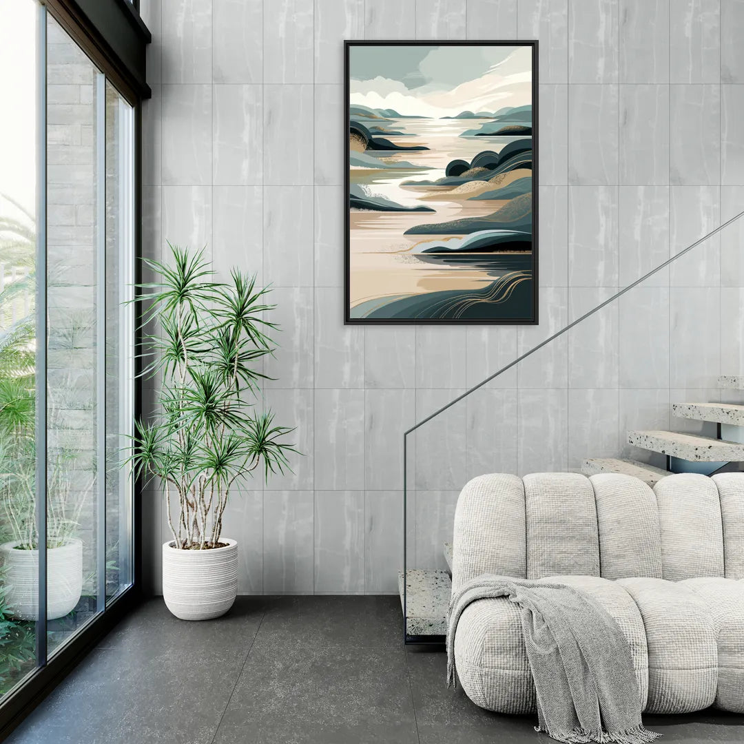 Joseph Scenic Horizon - Living Room Black Frame Canvas