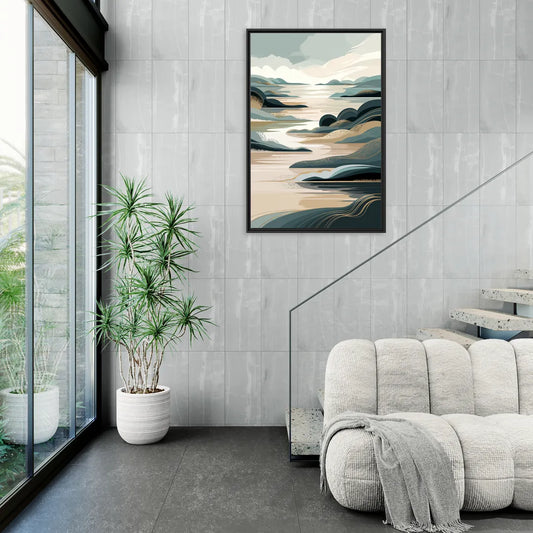 Joseph Scenic Horizon - Living Room Black Frame Canvas