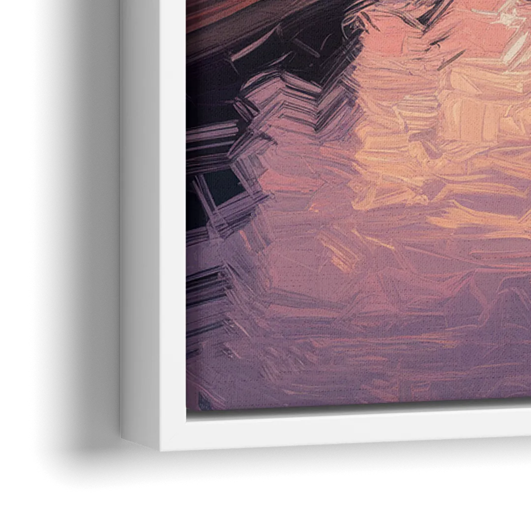 Arlington Skyline Sunset - Close-Up White Frame Canvas