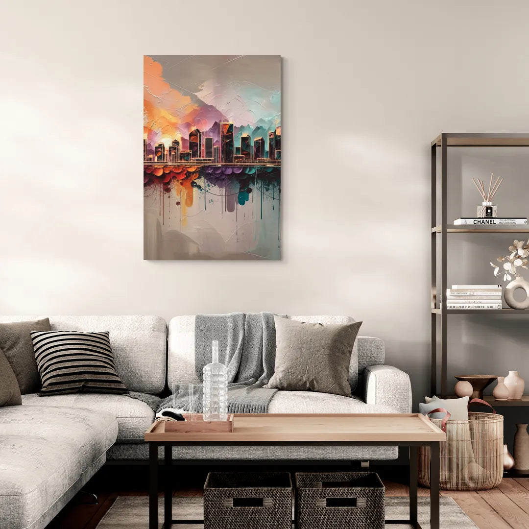 Denver Artistic Skyline - Canvas Wall Art Living Room