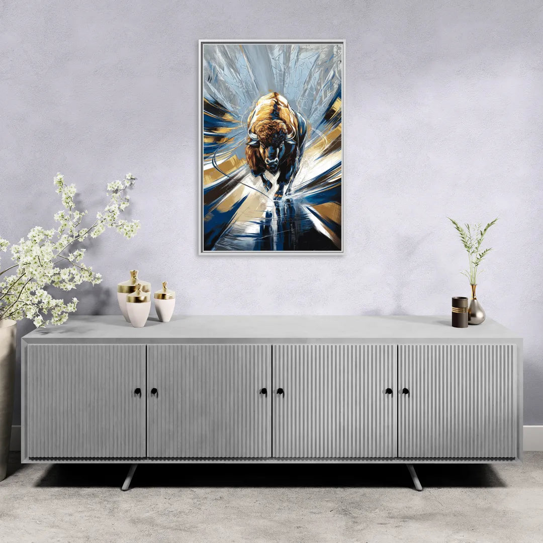 Buffalo Sabres Team Spirit - Living Room White Frame Canvas