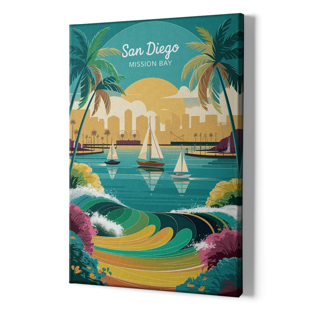 San Diego Mission Bay Views - Canvas Print Art Sides