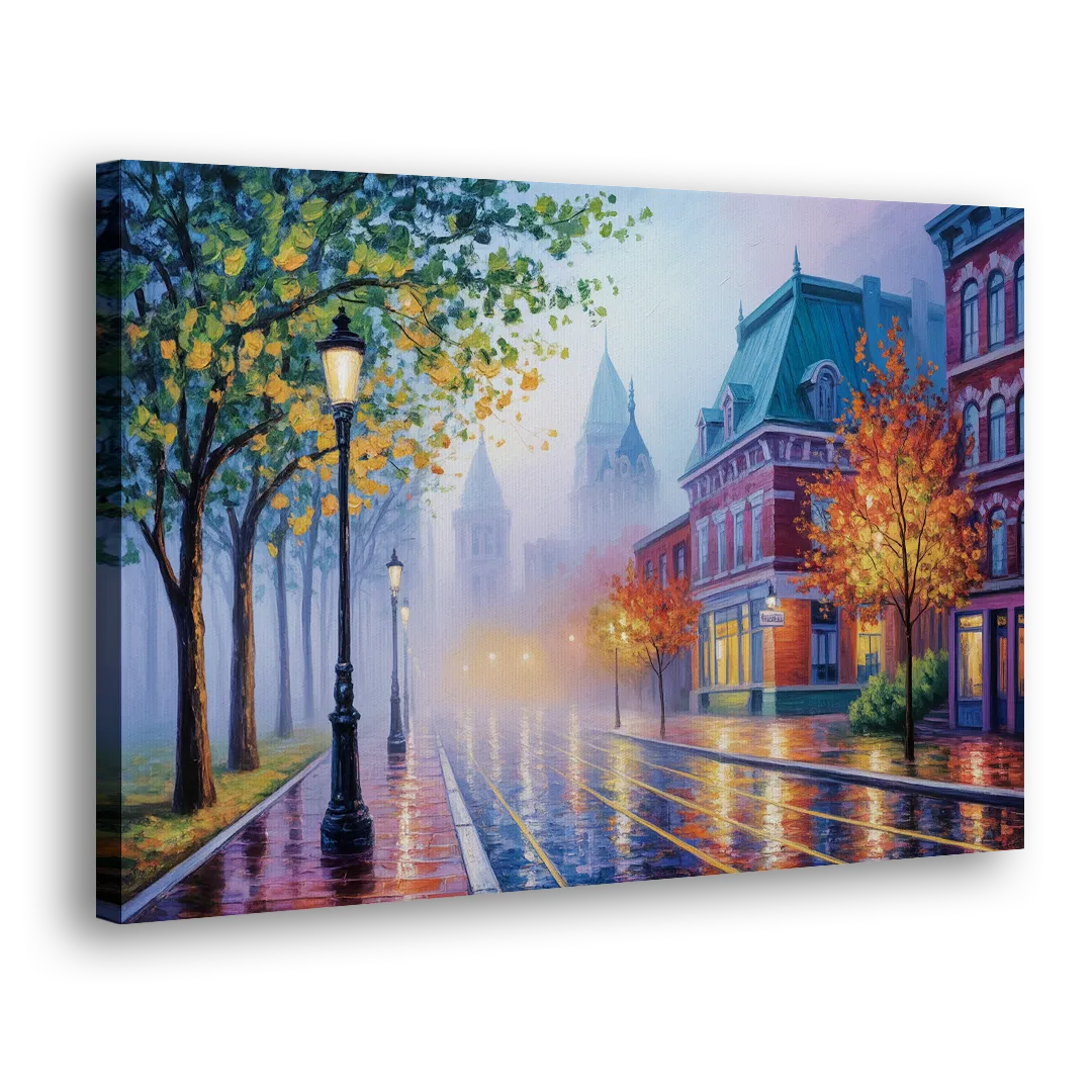 Quebec City Foggy Morning - Canvas Print Art Sides