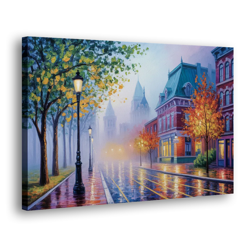 Quebec City Foggy Morning - Canvas Print Art Sides