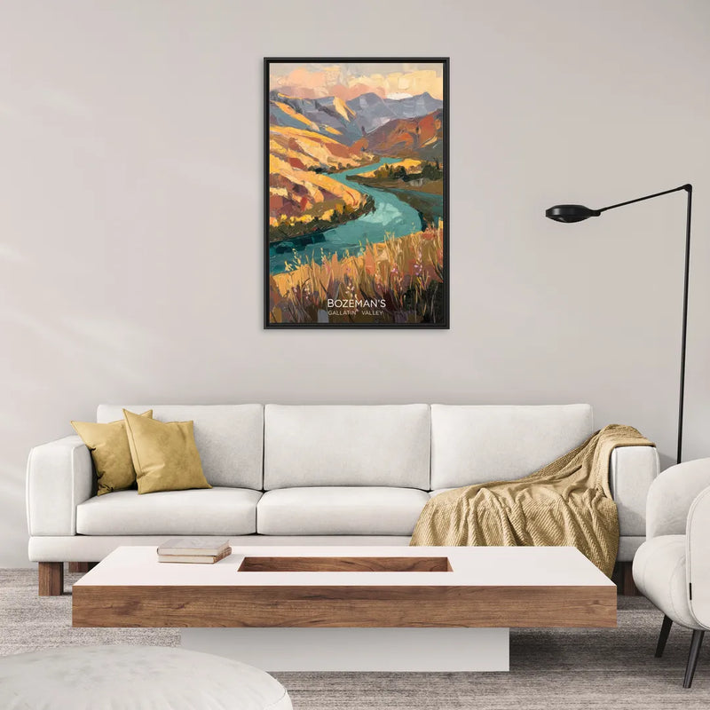 Bozeman Gallatin Valley - Living Room Black Frame Canvas