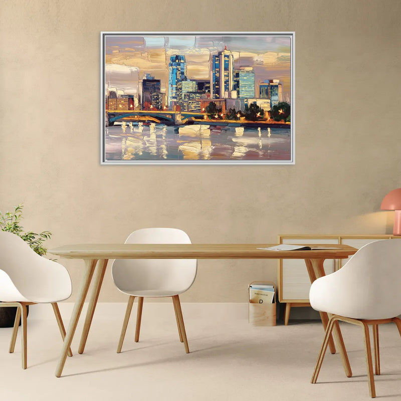 Minneapolis Modern Architectural Beauty - Living Room White Frame Canvas