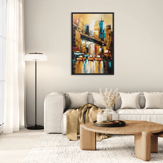 New York City Urban Landscape - Living Room Black Frame Canvas