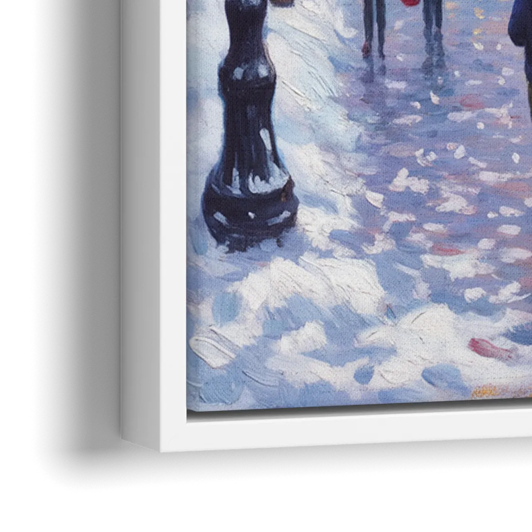 Quebec City Christmas Lights - Close-Up White Frame Canvas