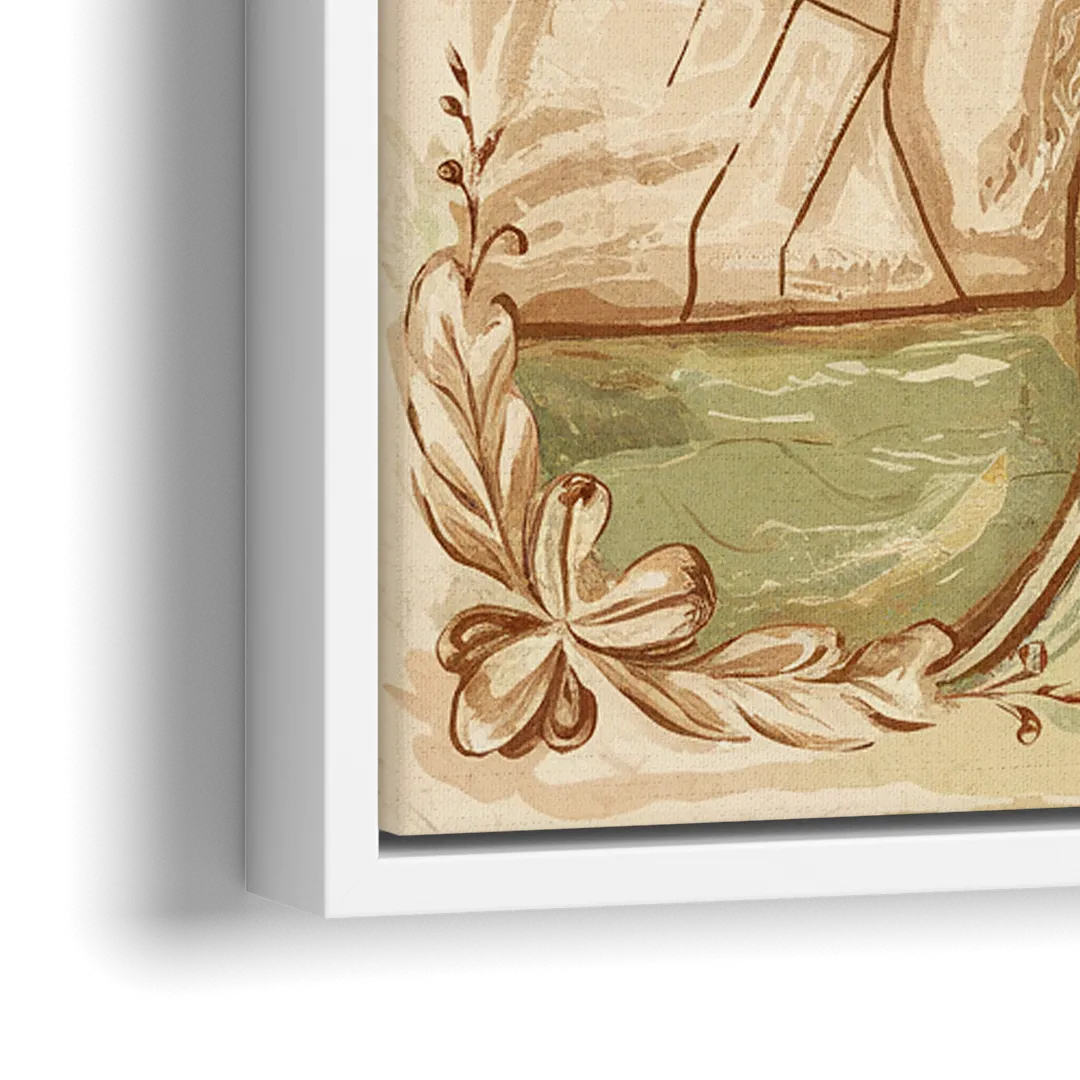 Detroit Vintage Map - Close-Up White Frame Canvas