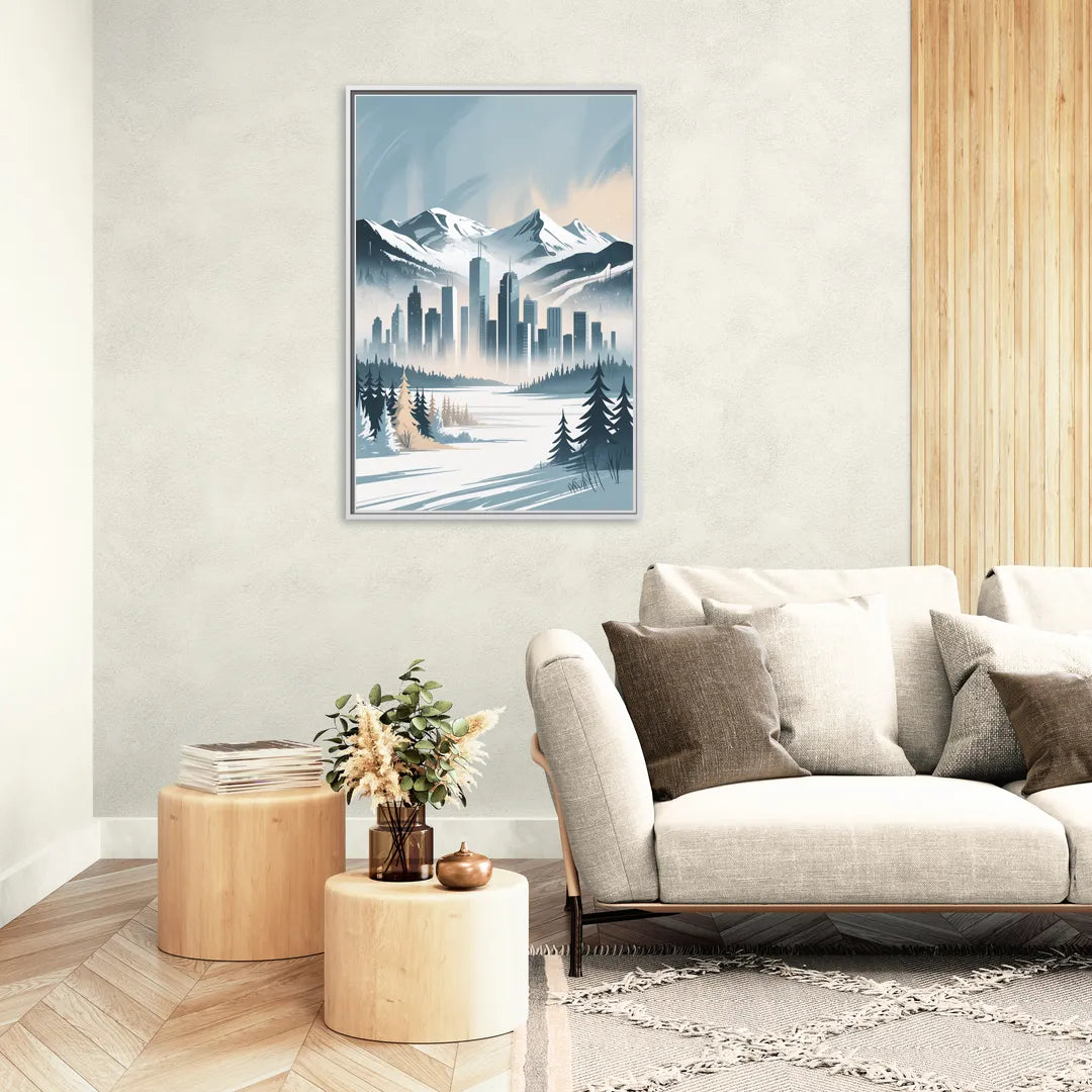 Whistler Winter Wonderland - Living Room White Frame Canvas