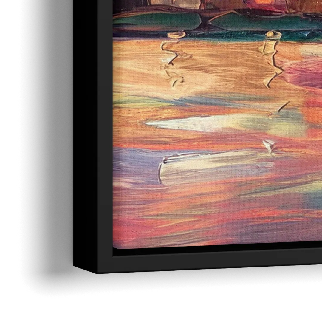 Oklahoma City Downtown Sunset - Close-Up Black Frame Canvas