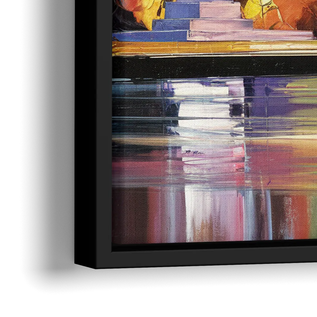 Indianapolis Skyline At Sunset - Close-Up Black Frame Canvas